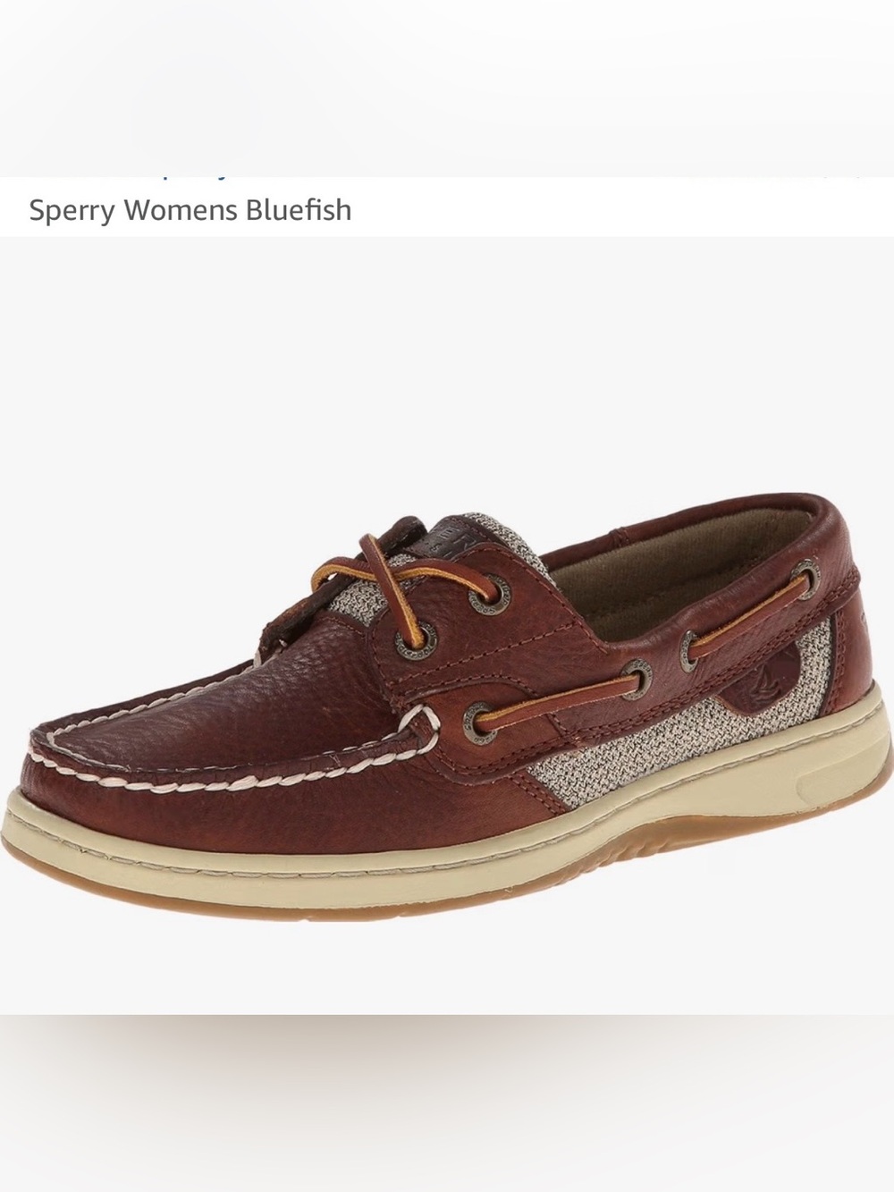 Sperry Womens Bluefish Leather Boat Shoe - Two Tone Brown Arch Support Size 6.5